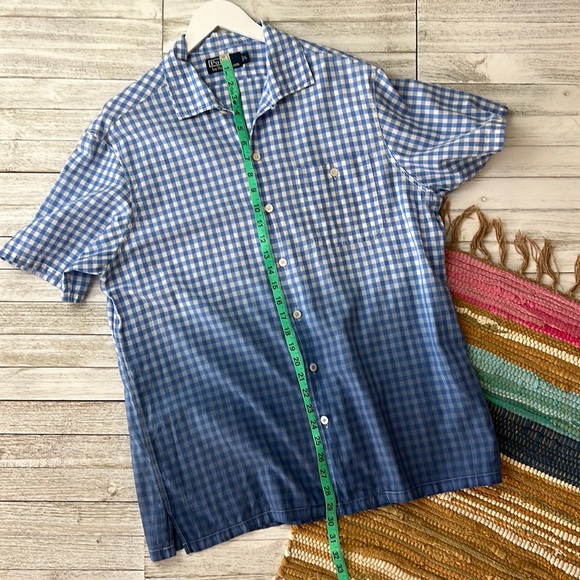 Polo by Ralph Lauren Camp Collar Ombré Gingham Plaid Shirt - Custom Dyed - Picture 12 of 15